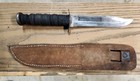 Vtg Ka-bar Usmc Fighting Knife Steel Fixed Blade Ww2 Leather W Sheath