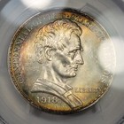1918 50c Lincoln Commemorative Half Dollar Pcgs Ms65 Rainbow Toned Nice  j911