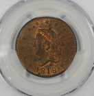 1818 Coronet Head Large Cent Certified Pcgs Secure Plus Ms 63 Red Brown 1c