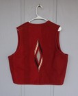 Vintage Chimayo Handwoven Wool Vest - Large - Deep Red - Size  Large