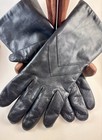 Women s Leather Lined Gloves  Black red Inner Fleece  Wrist Length  Size L-xl