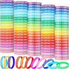 100 Pcs Jesus Loves You Bracelet Bulk Silicone Christian Bracelet Colorful Ru   