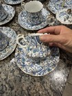 Vintage Lefton China Blue Paisley Chintz Tea Set With Tidbit Tray - 12 Pc