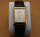 Vintage Seiko Slim Quartz Men s Wrist Watch Gold Dial With Green Strap 