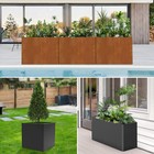 Large Outdoors Metal Planter Box Heavy Steel Garden Planters For Porch Yard Deck