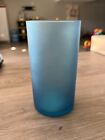 Multi-purpose Frosted Blue Glass Pillar Candle Holder home Decor Accent Piece