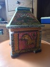 Antique 19th Century Hand Painted Wooden Art Box Kashmir India