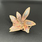 Vintage Brutalist Metal Flower Insect Sculpture Tabletop Mcm Patina