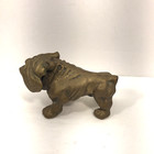 Brass English Bulldog Figurine Dog Statue Paperweight 4 25  Long Vtg
