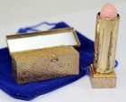 Vintage Avon Lipstick Case Gold Tone Metal W  Floral Filigree And Mirror Compact