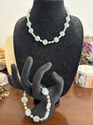Sterling Silver Vermeil  Blue Glass  Gray Pearl Vintage Necklace And Bracelet