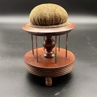 Antique Victorian Spool Thread Caddy With Corduroy Pin Cushion