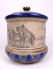 Doulton Lambeth Hannah Barlow Tobacco Jar Decorated With Horses   Haycart C 1883