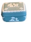 Rare Wedgwood Teal Jasperware Square Lidded Trinket Box England