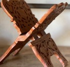 Vintage Teak Wood Leaf Book Holder Folding Bible Cookbook Stand Hand Carved Mcm