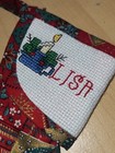 Cross-stiched lisa handmade Personalized Candle Christmas Stocking  new  