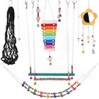 10pcs Bird Toys Sets Swing Hanging Standing Chewing Toys Parrot Toys Perch Toys