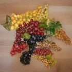Lot Of 11 Vintage Artificial Faux Rubber Prop Grapes Bunches Mcm W  Wire Basket