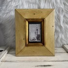 Vtg Mcm Wide Margin Distressed Gold Wood Picture Photo Frame 12x10 3 5x5 Pic
