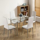 5-piece Dining Table Set Glass Dining Table Pu Leather Chairs  Modern Silver Set