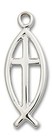 Ladies Sterling Silver Fish Jesus Cross Christ Medal Pendant Necklace With Chain
