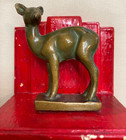 Heavy Vintage Antique 1930s Art Deco Fawn Deer Bookends brass  3  Tall X 3 1 3 
