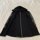 Lauren Moshi Women s Hoodie Zip Up Size Large Black Clocks