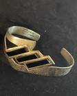 Vintage Signed Sterling Silver 925 And Onyx Cuff Bracelet  6 5 Inches