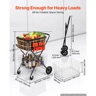 Uimoso 2-tier Foldable Rolling Shopping Cart With Wheels For Groceries And More