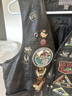 Leather Vintage Vest Military Patches Sturgis Harley Xl Dog Tags