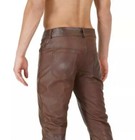 Mens Biker Jeans Real Brown Or  Cow Leather Sleek And Sexy 501 Style Pants New