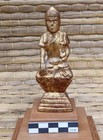 Antique Burmese Wood Buddha Statue Myanmar Shan Gilt Gold Rosewood Carving 19c