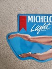 Michelob Light Beer Beach Vollyball Girl Tin Embossed Metal Sign 33x17 Inches