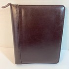 Vtg Franklin Quest Classic Size Zippered Burgundy Leather 7 Ring Binder