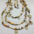 Vintage Artisan Multi-strand Treasure Necklace Boho Coins Tribal Earth Tones