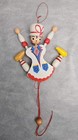 Vintage Wooden Pull String 7    Jumping Toy Soldier Hand Painted Knobler