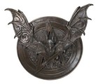 Gothic Nosferatu Bat Pentagram With Hell Fire Alchemy Symbols Wall Decor Plaque
