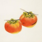 Japanese Painting Hanger Scroll Japan Persimmon Fruit Vintage Old Suishin F962