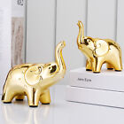 2x Gold Elephant Statue Home Decor Ceramic Figurine Animal Sculpture Ornaments