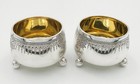 Pair Salt Cellars Sterling Silver Victorian Sheffield 1880 Henry Wilkinson   Co