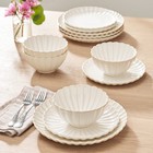 Pioneer Woman Colette 12-piece Stoneware Dinnerware Set  Cream