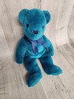 Ty Beanie Buddy Bear - Teal 14   Stuffed Animal Toy With Bow