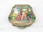 Antique Enamel   Sterling Silver Compact Romantic Scene Compact 1920s-1930s