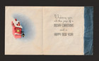 Vintage Christmas Greetings Card Couples Snow Covered Street Night Village Scene