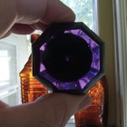 Antique Matching Pair Of Deep Amethyst Purple Glass Door Knobs Threaded Brass
