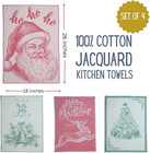 Christmas Tea Towel Set Of 4-100  Cotton Jacquard Kitchen Towels  Festive Dish T