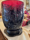 Antique Amethyst Glass Eapg Large Vase Poinsettia Pattern