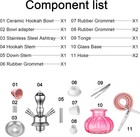 2 Hose Hookah Set 11in Small Shisha Pipe Glass Vase Ceramic Bowl Portable Kit