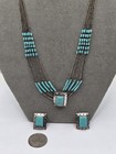 Vintage Native American Sterling Turquoise Necklace And Earrings Set 1970 s