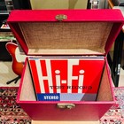Vintage Red 33rpm Vinyl Lp Record Carrying Case Rugged  Wooden  Deep - Ex